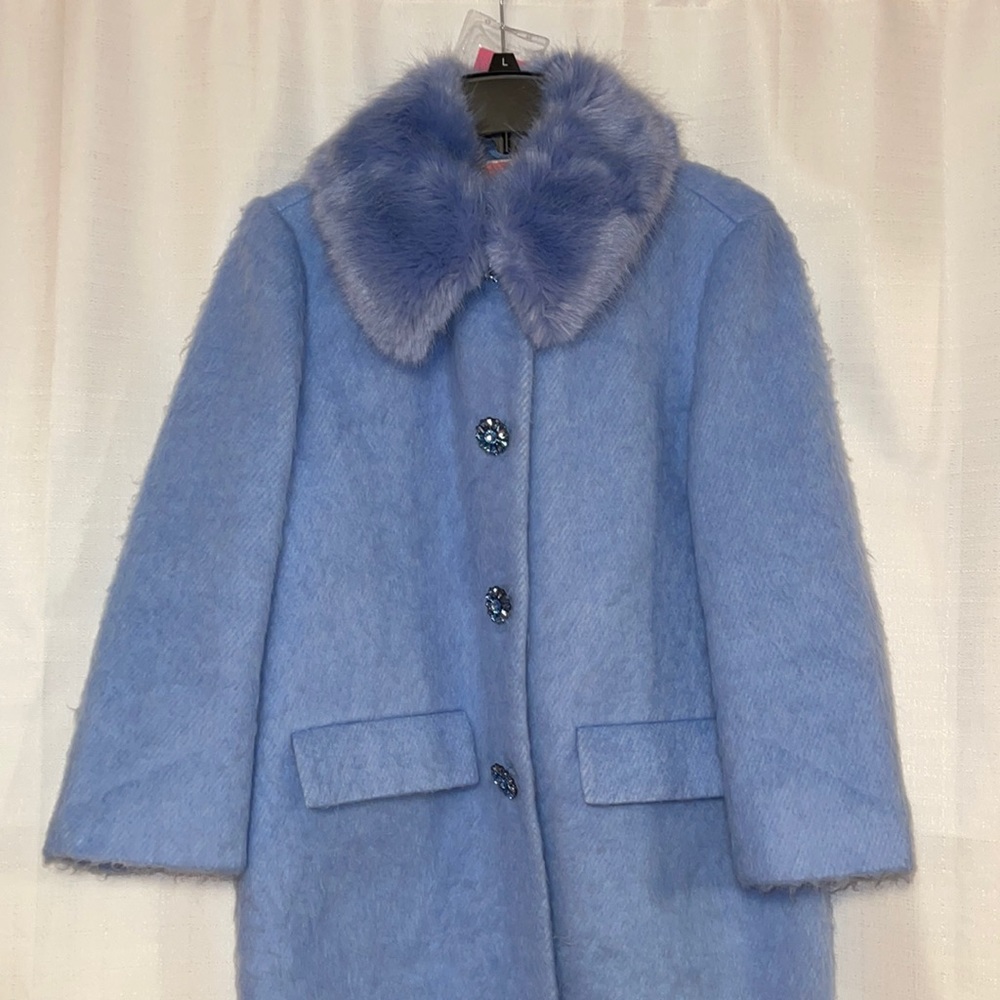 kate spade faux fur trim coat